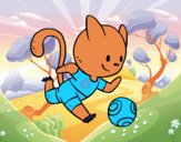 Gato jugando a fútbol