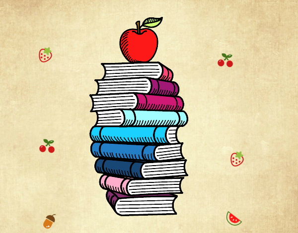 Libros y manzana