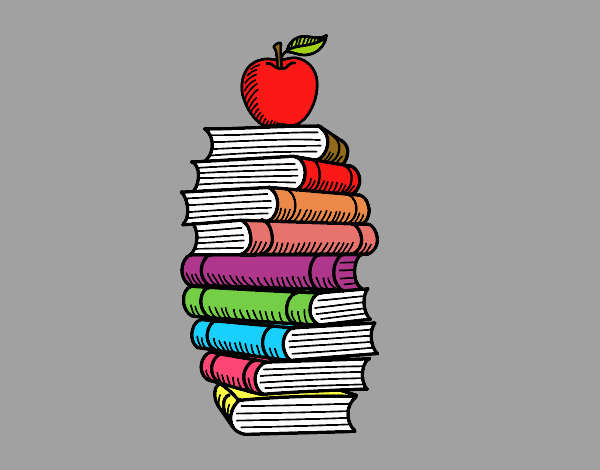 Libros y manzana