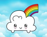 Nube con arco iris kawaii