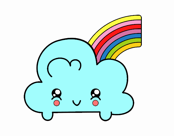 Nube con arco iris kawaii