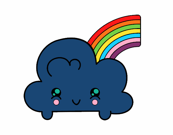 Nube con arco iris kawaii