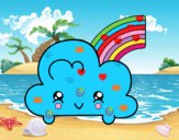 Nube con arco iris kawaii