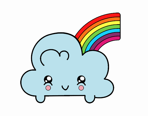 Nube con arco iris kawaii