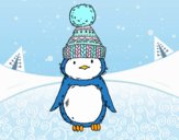 Pingüino con gorro de invierno