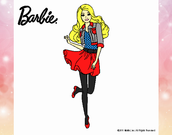 barbie con vestido bicolor