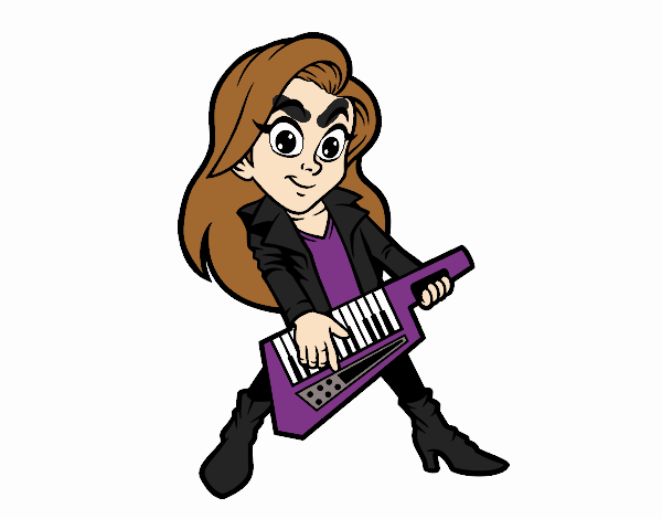 Chica tocando el keytar