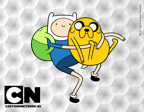 Finn y Jake abrazados