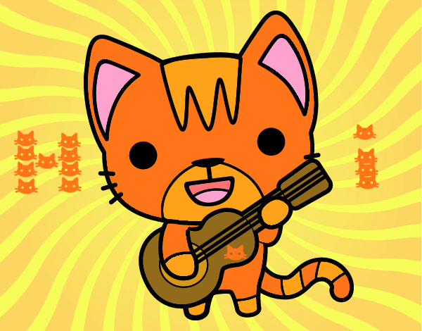 gatito guitarrista  hi escrito con gatitos