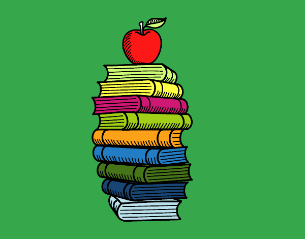 Libros y manzana