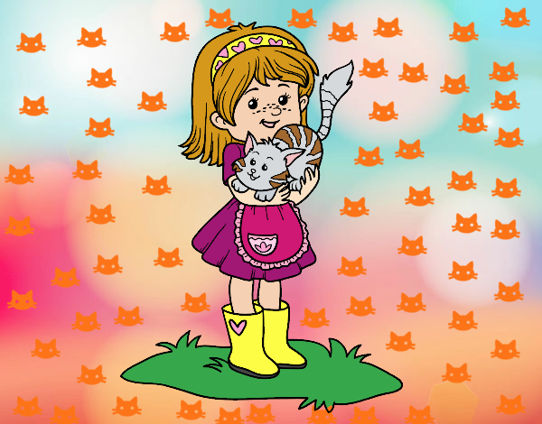 Niña con gatito