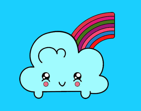 Nube con arco iris kawaii