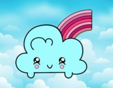 Nube con arco iris kawaii