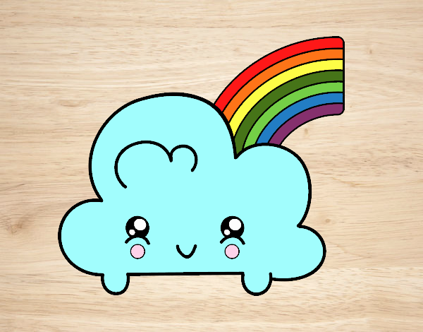 Nube con arco iris kawaii