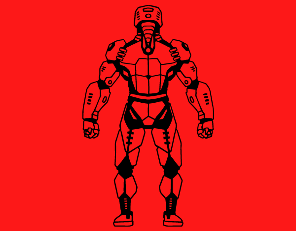 Robot luchador de espaldas