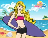 Barbie con tabla de surf