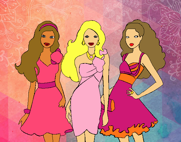 Barbie y sus amigas vestidas de fiesta