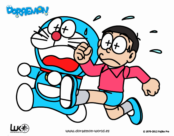 Doraemon y Nobita corriendo