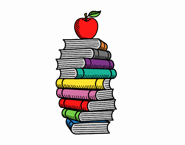 Libros y manzana