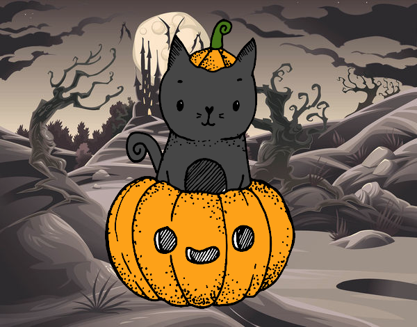 Un gatito de Halloween