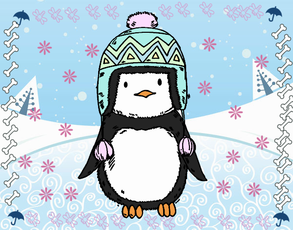 Bebé pingüino con gorrito