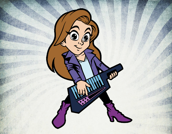 Chica tocando el keytar