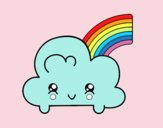 Nube con arco iris kawaii