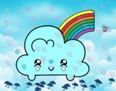 Nube con arco iris kawaii