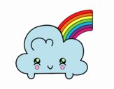 Nube con arco iris kawaii