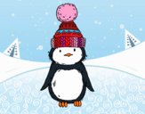 Pingüino con gorro de invierno