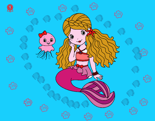 La linda sirena y la rosada medusa
