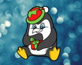 Un pingüino con regalo de Navidad