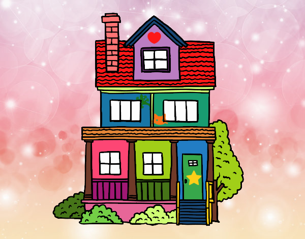 Dibujo de Casa de dos pisos con buhardilla pintado por en  el  día 31-07-21 a las 01:13:46. Imprime, pinta o colorea tus propios dibujos!