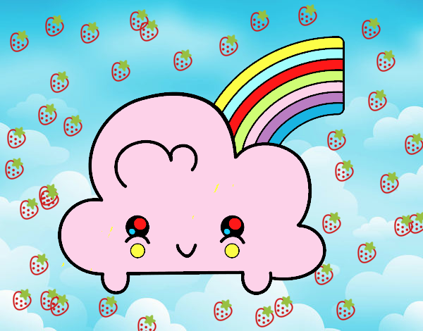 Nube con arco iris kawaii