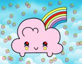 Nube con arco iris kawaii