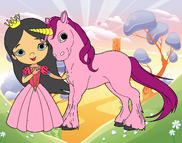 Princesa y unicornio