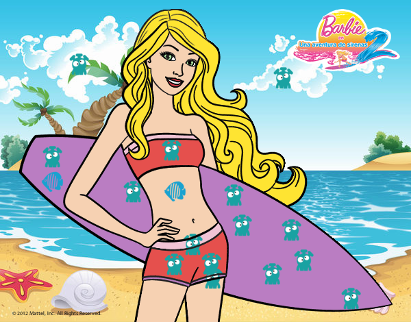 Barbie con tabla de surf