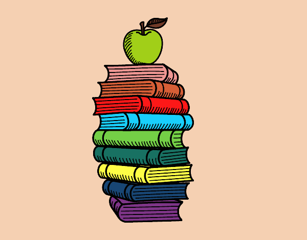 Libros y manzana