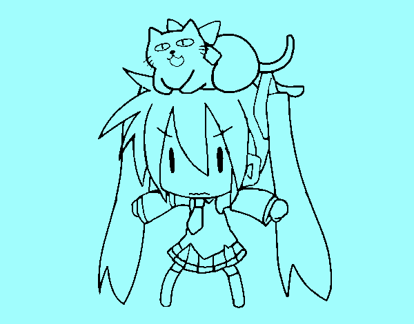 miku con gato 