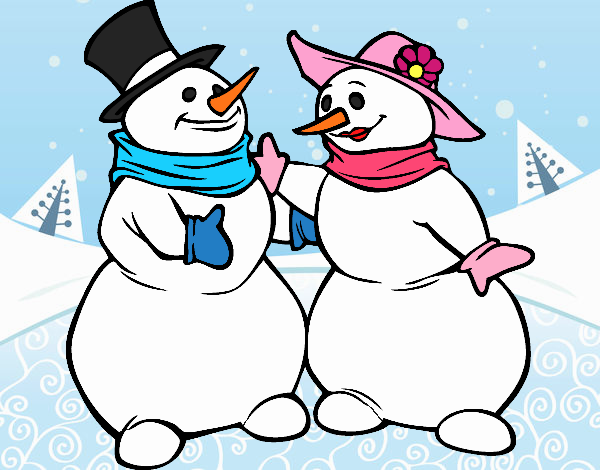 Pareja de muñecos de nieve