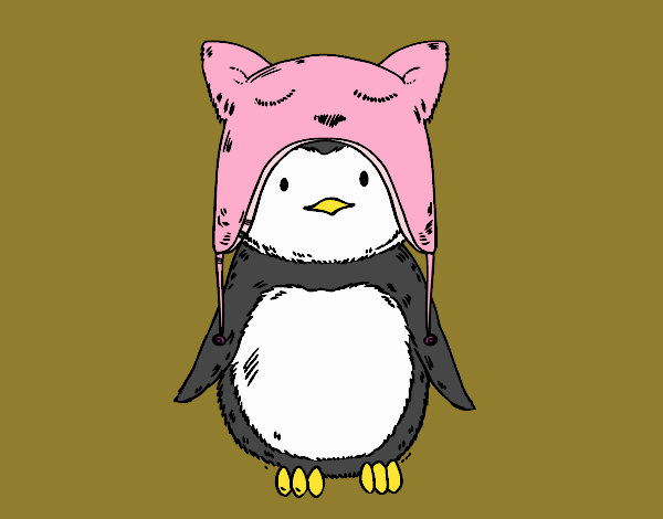 Pingüino con gorrito divertido