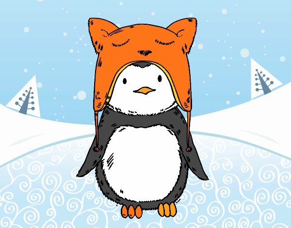 Pingüino con gorrito divertido