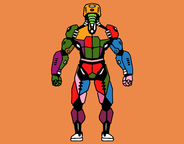 Robot luchador de espaldas