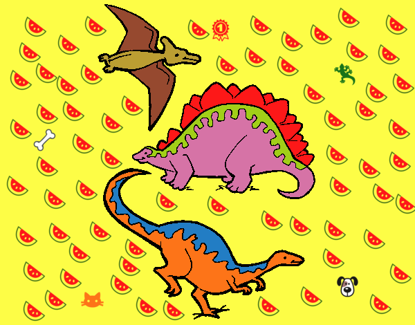 Dibujo de Tres clases de dinosaurios pintado por en  el día  02-08-21 a las 00:46:06. Imprime, pinta o colorea tus propios dibujos!