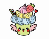 Cupcake kawaii con fresa