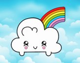 Nube con arco iris kawaii