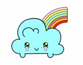 Nube con arco iris kawaii