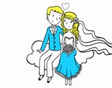 Recién casados en una nube