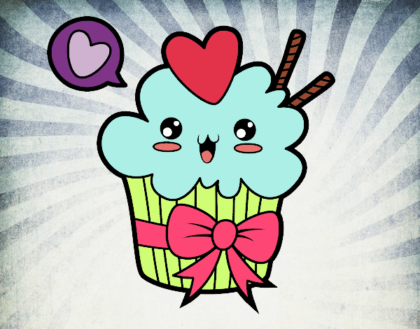 Cupcake kawaii con lazo