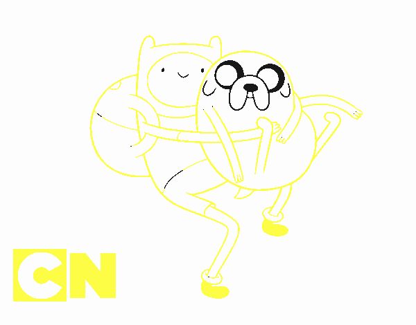 Finn y Jake abrazados